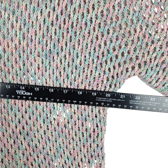 Womens Sweater Large Crochet Open Knit Sheer Boho Cottagecore Pastel Soft Girl - Picture 3 of 6